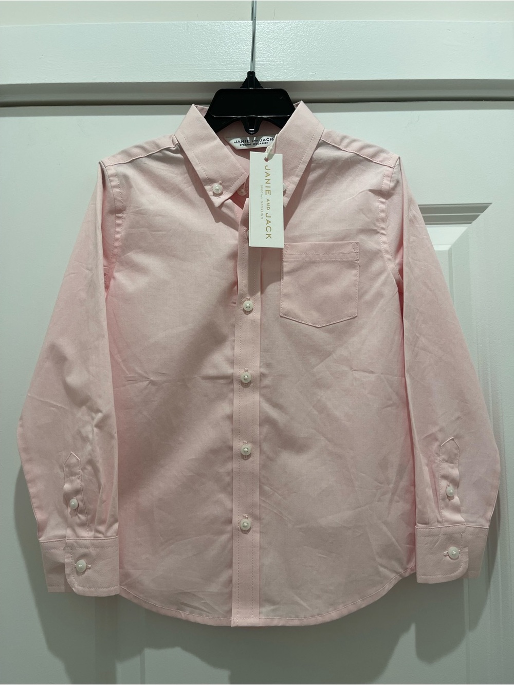 Janie and Jack Button Up Shirt NWT Size 4 Pink Oxford Long Sleeve Button Down
